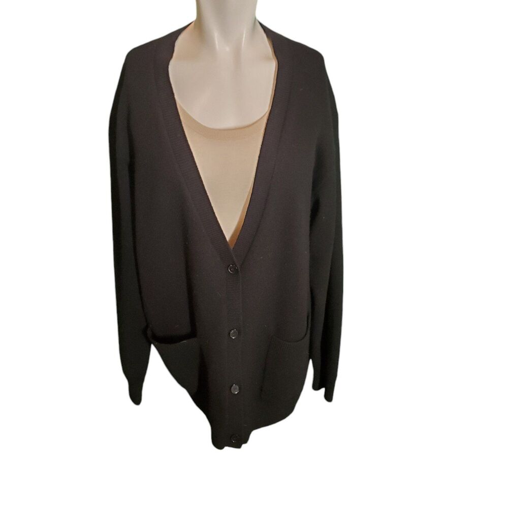 Aritzia Babaton Wool Cashmere Cardigan Sweater Heavyweight Sweater Black Sz 3/L